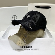 Chrome*Hearts Ripped Baseball Cap Women's New Cross Punk Style Hat Men's Personalized Hip-hop Peaked