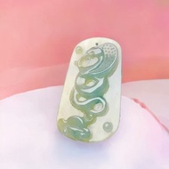 【小龍】冰種黃加綠翡翠蛇牌項鍊 | 天然翡翠A貨 | 送禮