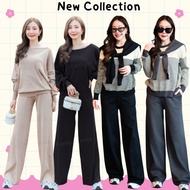 Address Airport look ️Knitted Shirt Set With Long Pants CARDIGAN_NISTA baju set seluar