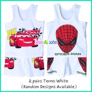 ∇ ⭐ White Terno for Boy Baby & Kids Sando and Short Set Damit Pang-bata Pambahay Comfy Kids Wear