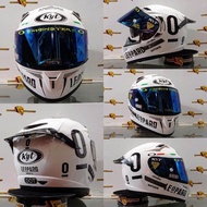 Helm KYT K2 Raider Black Doff White Putih Paket Ganteng Leopard Redbull Original SNI