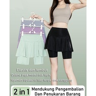 Women's Yoga Short Skirt 2In1 El Shorts Skirt With Pockets Fitness Sports Skirt Tennis Skirt El Flar