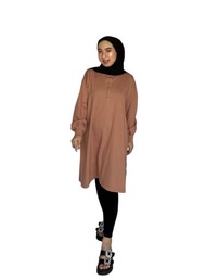 Baju Wanita Kaos Kancing Depan Busui Model Baru Neum Model Panjang Lutut  Setengah Tunik  Praktis Sa