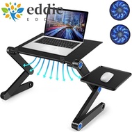 26EDIE1 Portable Computer Laptop Desk, Height Adjustable Fan USB Ports Foldable Laptop Table, Mouse Pad Lightweight Aluminum CPU Cooling Laptop Stand Holder College Students