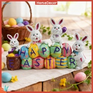 HD| Miniature Bunny Figurine Easter Bunny Sculpture Colorful Easter Bunny Figurine Resin Statue Deco