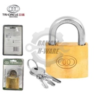 TRI CIRCLE 261-266 Brass Pad Lock. Heavy Duty Brass Pad Lock with 3keys. Mangga Emas Qualiti