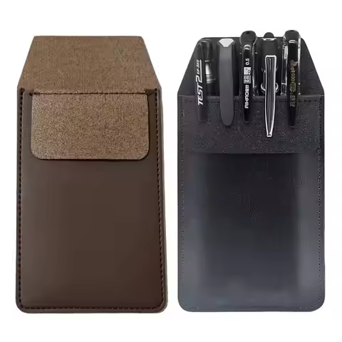 Leather Pen Holder Shirt Pocket Protector Pen Sleeve Organizer Pouch for Lab Coat Pants Pointer Penc