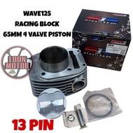 WAVE125 RACING BLOCK 65MM 4 VALVE PISTON 13 PIN S1R RACING