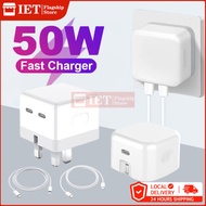 50W Dual USB-C Ports Fast Charger USB TYPE C 35W/20W PD Power Adapter Phone Charger for 16/15/14/13/
