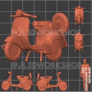 JL3D 1/64 Scale Motorcycle Vespa Piaggio D for Hotwheels Mini GT Tarmac