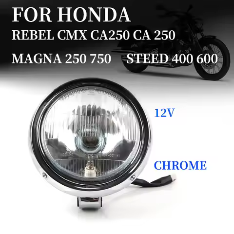 For HONDA Rebel CMX CA 250 CA250 Magna 250 750 Steed 400 600 Motorcycle Retro Chrome Round Headlight