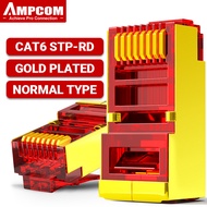 AMPCOM Shielded RJ45 CAT6 Connector Modular Plug Connector 8P8C Crimp End Ethernet Cable Ethernet Co