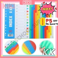 KK A4 12 Colors PVC Index Divider File Plastic Loose Leaf Binder Separator Student School Supplies