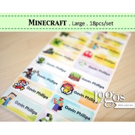 Minecraft Big. Waterproof Name label Sticker game Children's Name Sticker