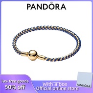100% S925 sterling silver Pandora couple ladies DIY birthday gift Blue Cord Box Chain Bracelet