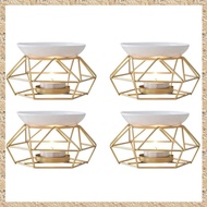 (THFX) 4X Ceramic Fragrance Lamp Essential Oil Burner Metal Burner for Essential Oils Wax Melt Burne