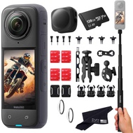 Insta360 X4 Motorcycle Bundle- 8K Waterproof 360 Action Camera with 1/2"" 48MP Sensors, 5.7K 360 HDR