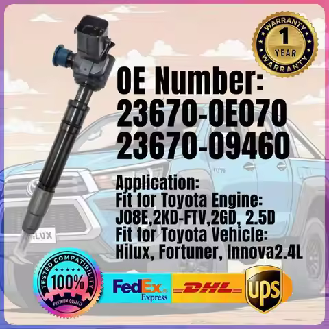 Fuel Injector 23670-0E070 23670-09460 for Toyota Hilux Revo Toyota Engine J08E 2KD-FTV 2GD 2.5D Vehi