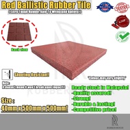 Red ballistic rubber tiles made for shooting range 40mmT x 500mmW x 500mmL size