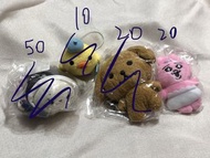 全新未拆公仔（Rilakkuma黃色雞，狗仔，底褲兔，sirotan 小海豹特別版）