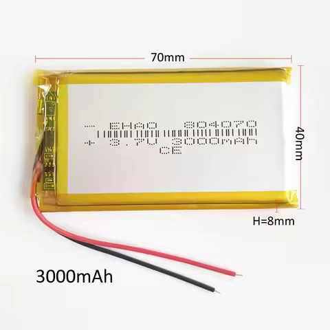3.7V 3000mAh Lithium Polymer LiPo Rechargeable Battery 804070 For Solar LED lights PAD DVD Power ban