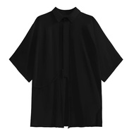 XITAO Lace-up Slit Shirt Solid Color Loose Half Bat Wing Sleeve Simplicity Casual Women Top DMJ4065