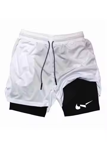 Men's 2-in-1 Double Layer Sports Shorts Quick Dry Breathable Gym Workout Running Training Shorts wit