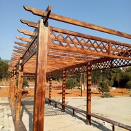 Teralis Anggur Kayu Berkarbon Kayu Pinewood Luaran Anti-Kakisan Kayu Gazebo Taman Memanjat Anggur Ha