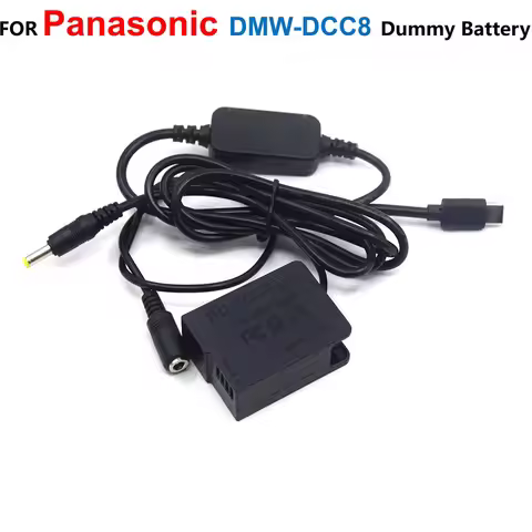 DCC8 Coupler DMW-BLC12 Dummy Battery+USB-C PD Adapter Cable AC8 For Lumix DMC-FZ1000 FZ2000 FZ200 FZ