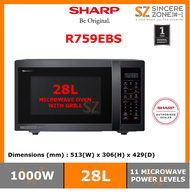 SHARP R759EBS 28L J-TECH INVERTER WITH GRILL MICROWAVE OVEN