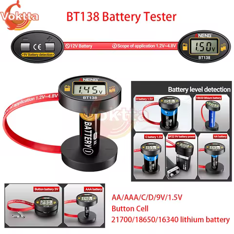 18650 Lithium Battery Capacity Tester Positive and Negative Battery Level Detector AA/AAA/C/D/9V/1.5