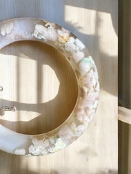 櫻花瑪瑙手鐲 瑪瑙手鐲高貨半鐲炸粉花飄綠莫奈花園套鐲54/55/56