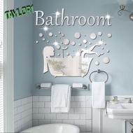 TAYLOR1 English Acrylic Decal, 3D Acrylic Bathroom Mirror Wall Sticker, Simple DIY Thickness 3D Mirror Mural Bathroom