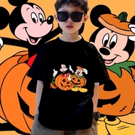 Disney Mickey Mouse & Halloween Children's T-shirt Soft Cotton 8-Color Halloween Children's Short Sl