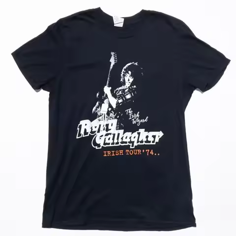Rory Gallagher T-Shirt Womens Medium Irish Tour 74 Black Double Sided Band