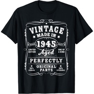 Men's cotton T-shirt Vintage 80 Birthday Decorations Men 80yr 1945 80th Birthday T-Shirt Fast Shippi