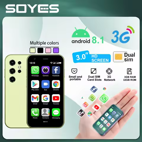 Soyes 3.0" Micro Smartphone 3+32GB, Ultra-Compact Unlocked Android Device, Lightweight Palm-Sized Ba