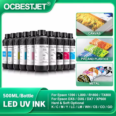 OCB 500ML UV Ink For DX4 DX5 DX6 DX7 DX10 TX800 XP600 Printhead For Epson 1390 L800 L1800 L805 R1800
