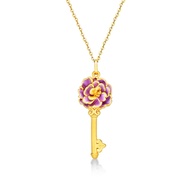 CHOW TAI FOOK 999 Pure Gold with Enamel Pendant - Floral Key R31773