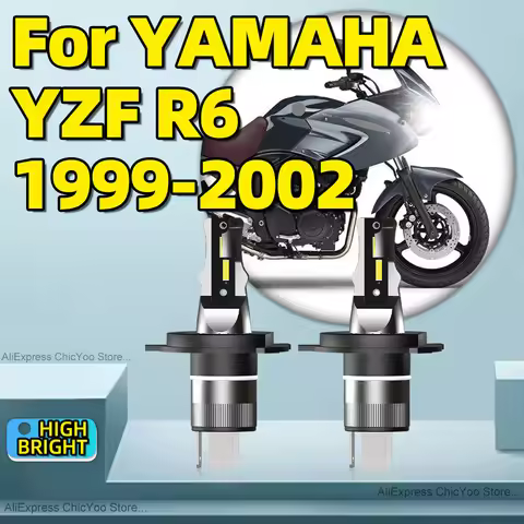 2Pcs 120W High Quality LED Motorcycle Headlight Moto Bulb H4 6000K Lamp Wireless For YAMAHA YZF R6 1