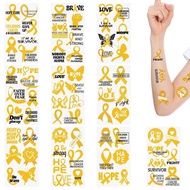 WANDIC 30 Sheets Childhood Cancer Awareness Temporary Tattoos, Gold Ribbon Awareness Tattoo Sticker 