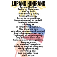 Lupang Hinirang, Panatang Makabayan, Filipino / Tagalog Charts