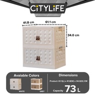 Citylife 73L-125L Folding Storage Cabinet Wardrobe Organizer Stackable Double Door Foldable Home Clothes Snacks Storage Cabinet W/O BIG WHEELS G-51444546