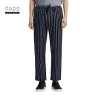 dapp Uniform Black Stripe Elastic Waist Chef Trousers Long Pants Stretch Striped Pattern Black-White