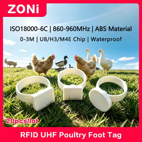 Passive RFID UHF ABS Poultry Foot Tags Long-Range Electronic Poultry Leg Rings 860-960MHz H3/M4E Chi