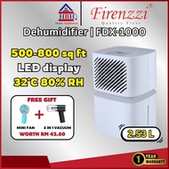 (FreeGift) Firenzzi | FDX-1000 Dehumidifier | 32˚C 80% RH | LED digital display | Time setting: 24h