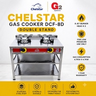 CHELSTAR STAINLESS STEEL DAUBLE GAS COOKER WITH STAND DCF-8D