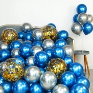 50pcs Silver Blue Balloons Set Party Supplies Wedding Anniversary Graduation Christening 60 70th Bir