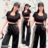 TW21264 Set Of 2 Pieces Lace-Trimmed U-Neck Shirt + Long Sweatpants ..