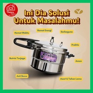 MERAH Pressure cooker vicenza 8 liter Pressure cooker with black/red handle V324 1 or 2 steamers